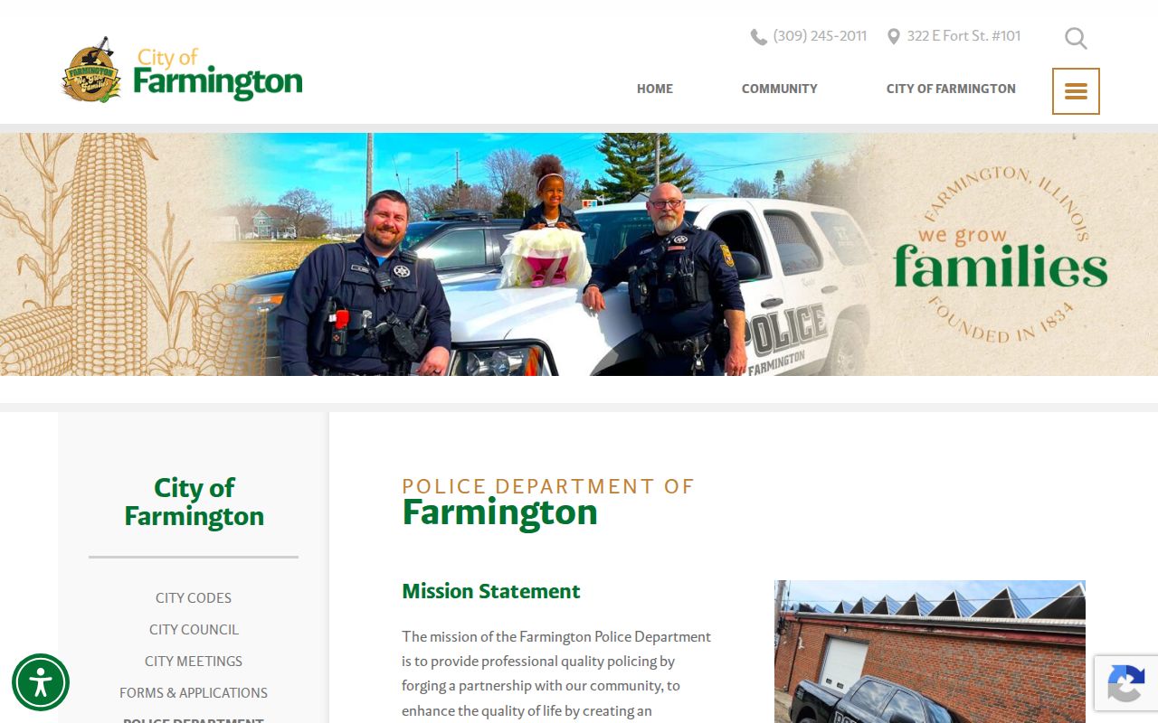 Farmington criminal history police department contact page