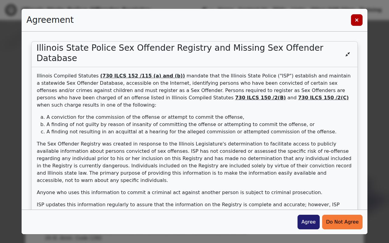 Illinois Sex Offender Registry public search interface